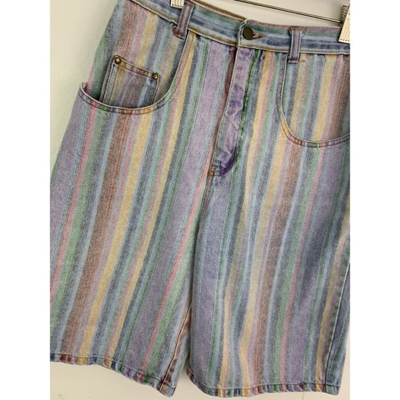 Vintage 80s 90s  Styles to Go Sz 11/12 Denim Shorts High Waist Stripe - Picture 2 of 5